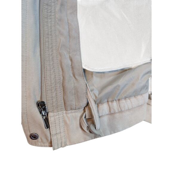 Gallery Womens PS Lined Jacket Coat Beige Hooded Zip Snap Drawstring Pockets - Picture 8 of 10